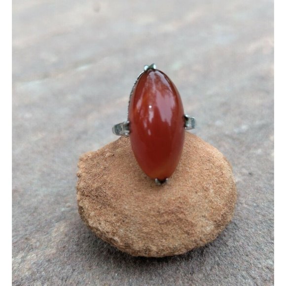 Antique Silver CARNELIAN Ring SZ 5.5 Beautiful Ring Lovely Setting - Picture 6 of 6